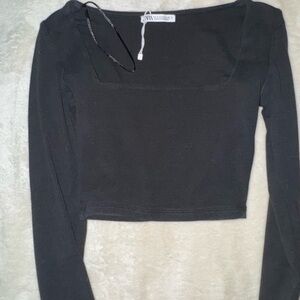 Zara Black Fitted Crop Top